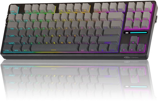 Dopwii Mechanisch gamingtoetsenbord met 82 toetsen, gamingtoetsenbord, bedraad/2.4G/BT, ergonomisch, PBT-toetsen, Blue Whale-schakelaar, RGB