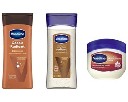 Set Vaseline Cocoa Radiant - Lotion pour le corps / Huile pour le corps / Vaseline Pure Petroleum Jelly Cacao 100 ml