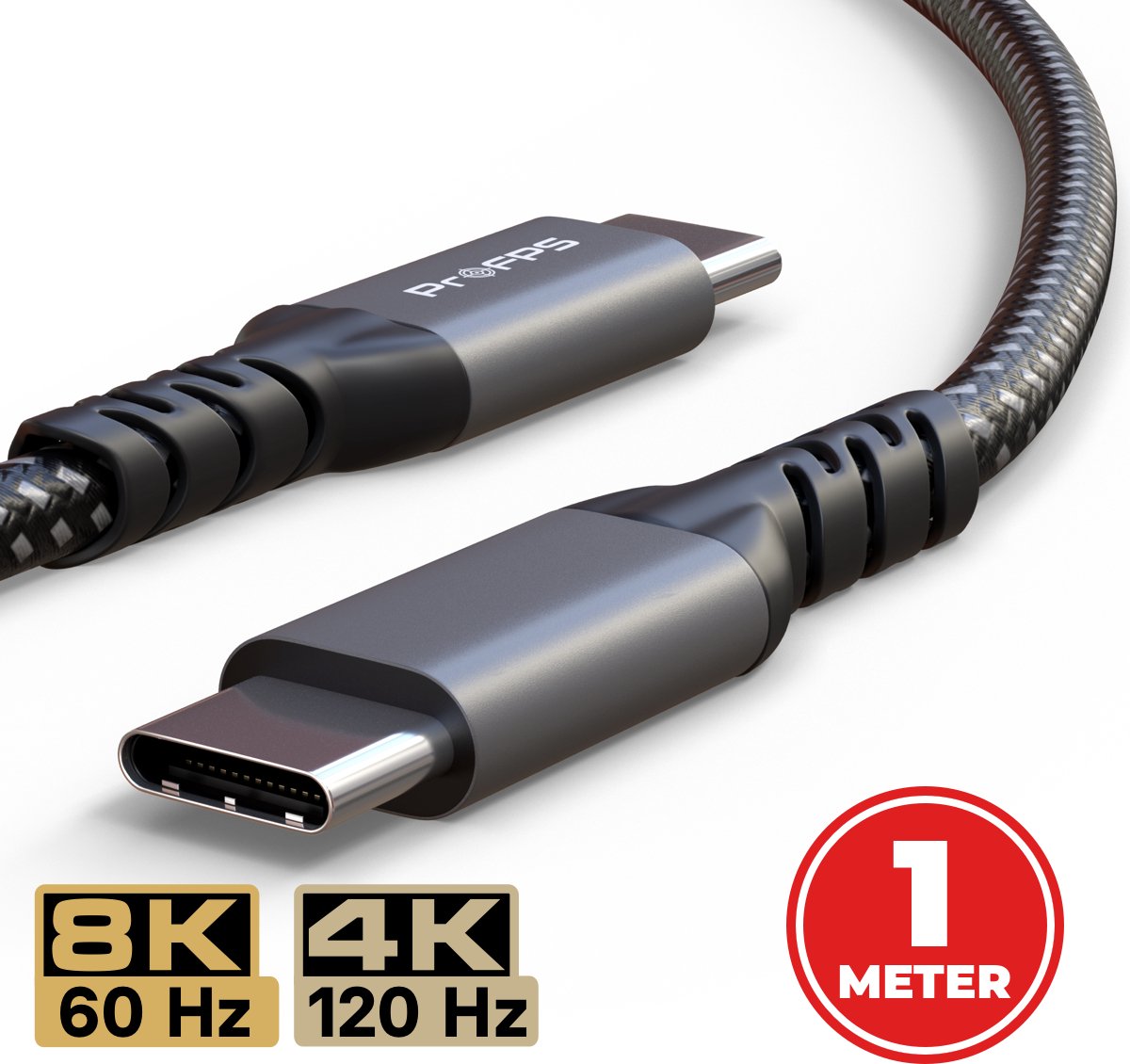 ProFPS USB-C naar USB-C Kabel 1M – USB 4.0 – 240W – 40Gbps – 8K/60Hz