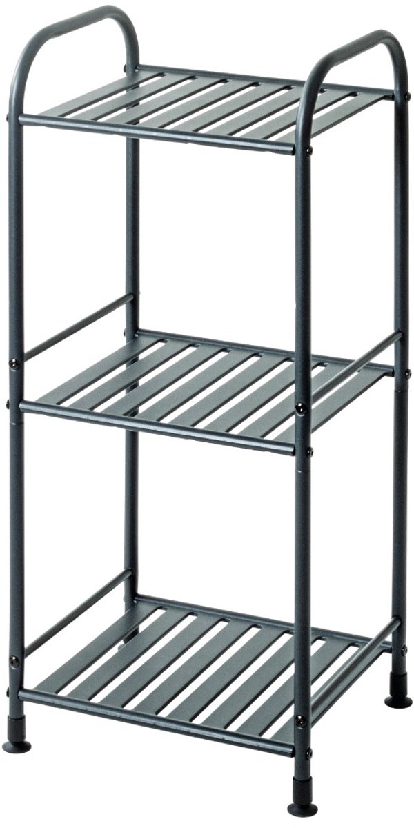 Kast – Antraciet stalen frame – 3 metalen planken – 33x28x78 cm – Compact en modern stellingkastdesign