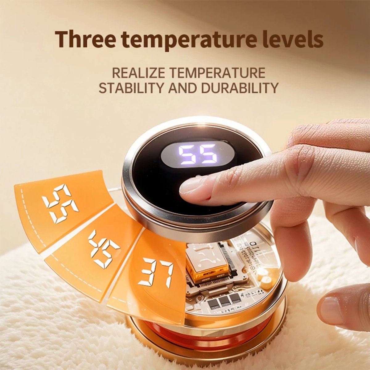 Elektrische Handwarmer met 3 Temperatuurstanden (37°C/45°C/55°C) – USB Grafeen Verwarmingspad – Draagbare Warme Handen Heater & Zitverwarming Mat — cadeau in Cadeau-ideeën - foto 5