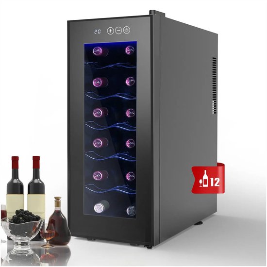 Everylimit - Wijnklimaatkast - Wijnkoelkast - Drankenkoelkast - 12 flessen - Electrische koeling - Thuisbar of kantoor - 55 W - 33 liter