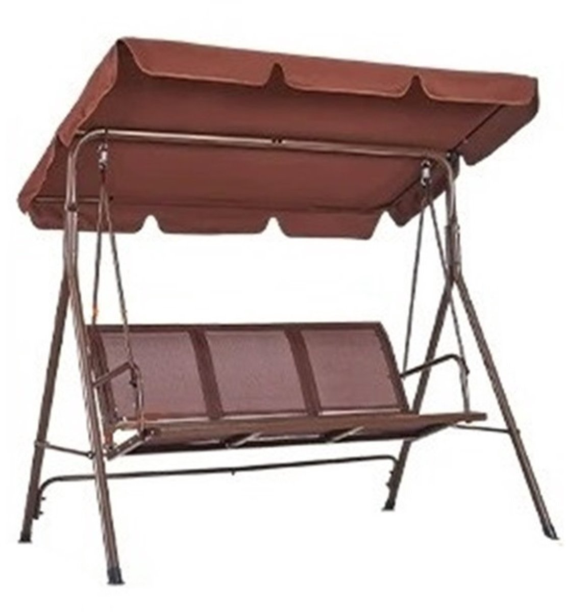 QPFO® Schommelstoel voor Buitenterras – Verstelbare Luifel – Stevig Stalen Frame – Comfortabele Zitting – Geschikt voor 3 Personen