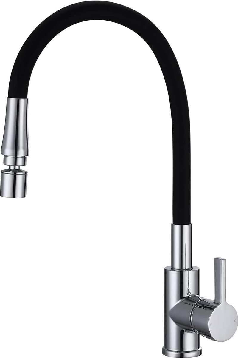 QPFO® Keukenkraan lage druk - 360° draaibare mengkraan met flexibele uitloop - 3 aansluitingen koud en warm - Eengreepsmengkraan voor boiler