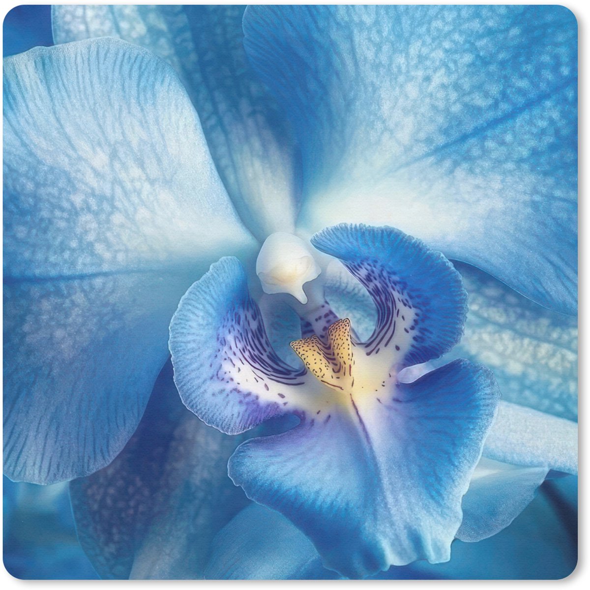 Muismat 30x30 cm - Mousepad Blauw - Orchidee - Elegeant - Muismatten