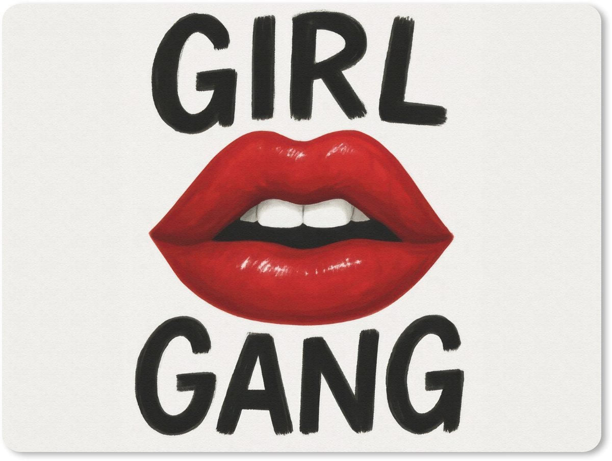 Muismat 23x19 cm - Mousepad Lip - Girl - Rood - Letters - Muismatten