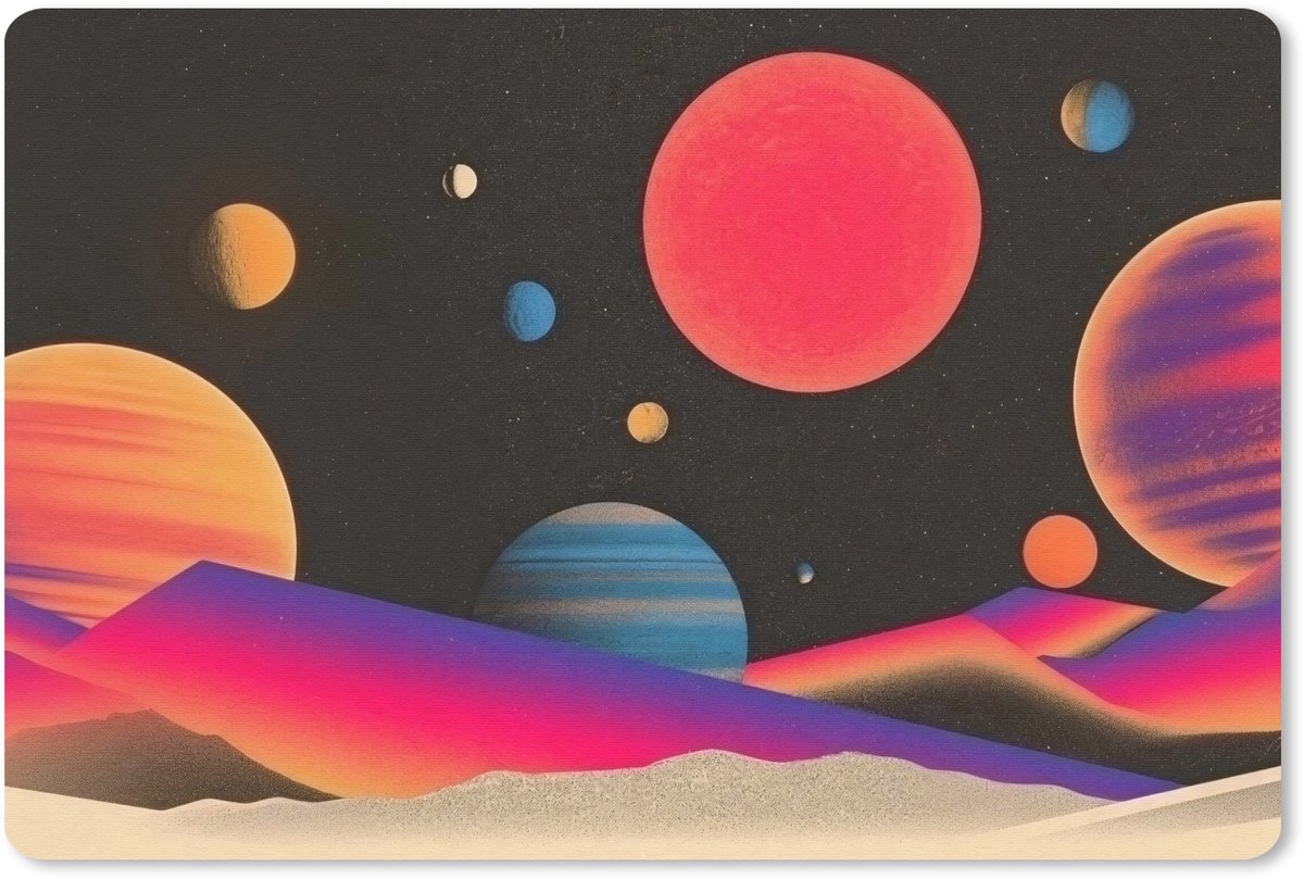 Muismat 27x18 cm - Mousepad Hemel - Planeten - Felgekleurd - Muismatten