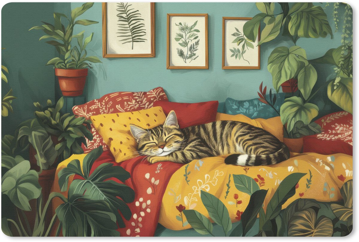 Muismat 27x18 cm - Mousepad Kat - Planten - Groen - Muismatten