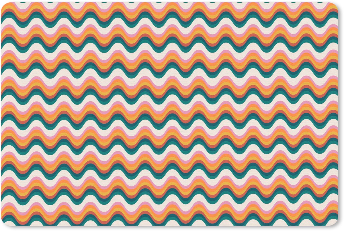 Muismat 27x18 cm - Mousepad Retro - Disco - Golven - Kleur - Muismatten