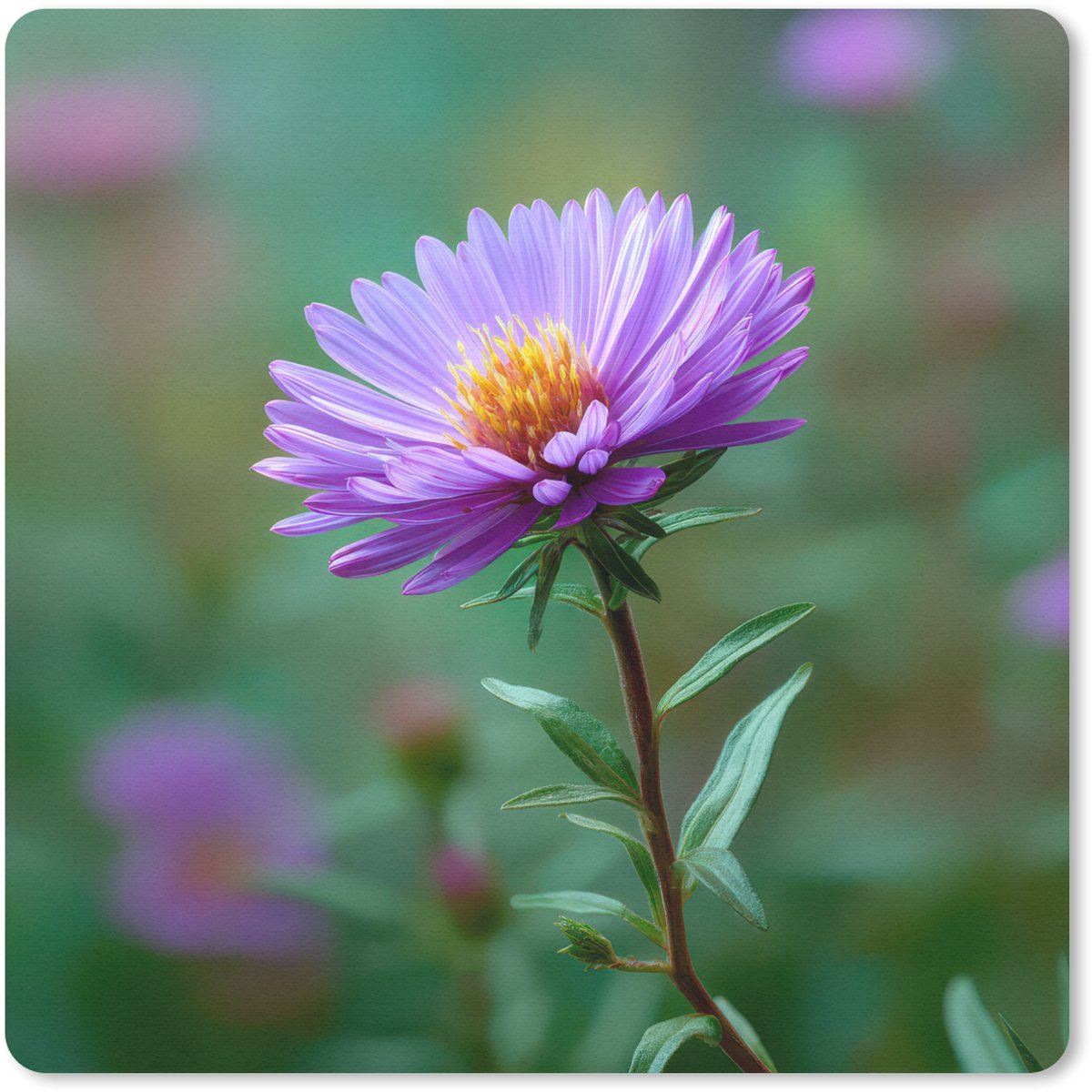 Muismat 20x20 cm - Mousepad Aster - Paars - Bloem - Blaadjes - Muismatten