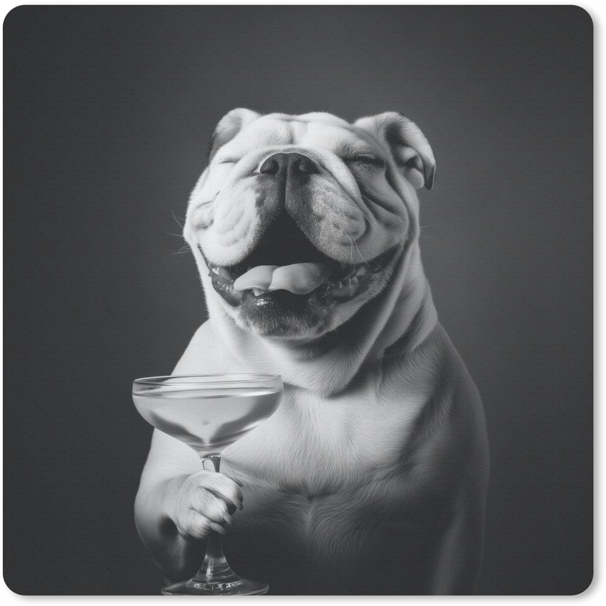 Muismat 20x20 cm - Mousepad Buldog - Hond - Glas - Muismatten