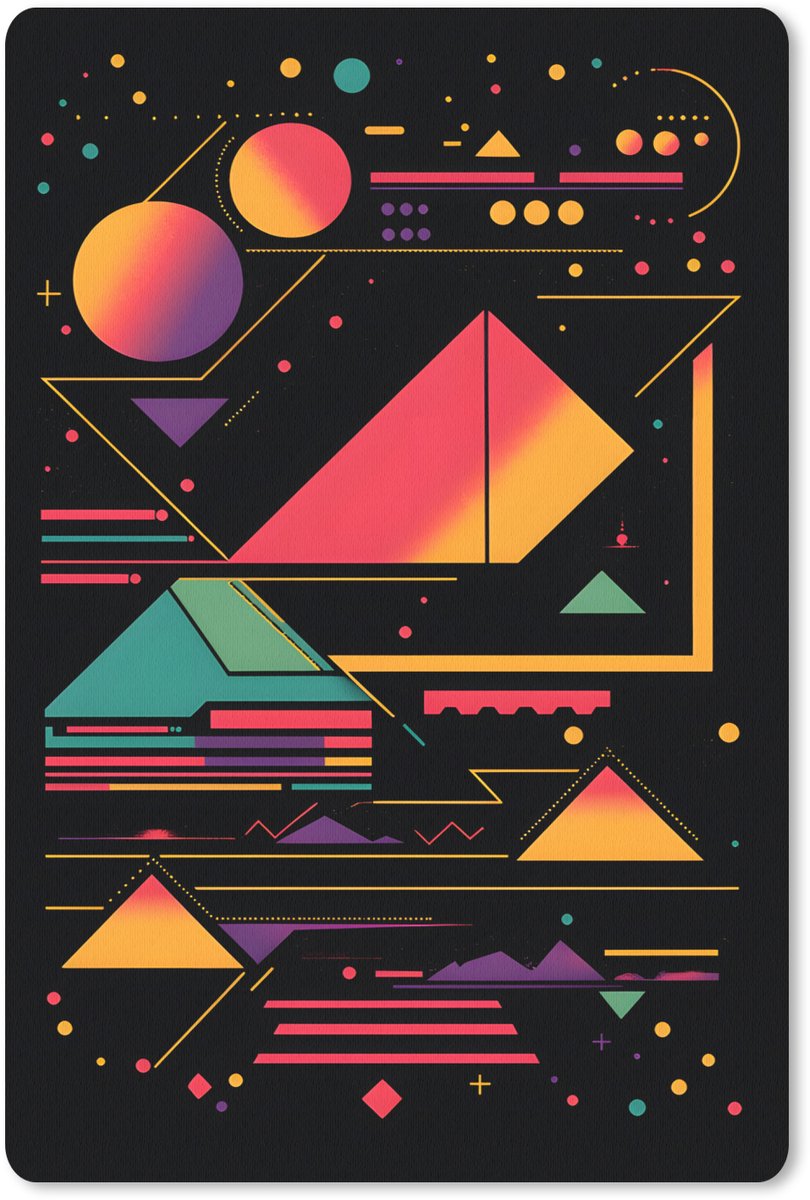 Muismat 18x27 cm - Mousepad Piramides - Cirkels - Neonkleuren - Geometrisch - Muismatten