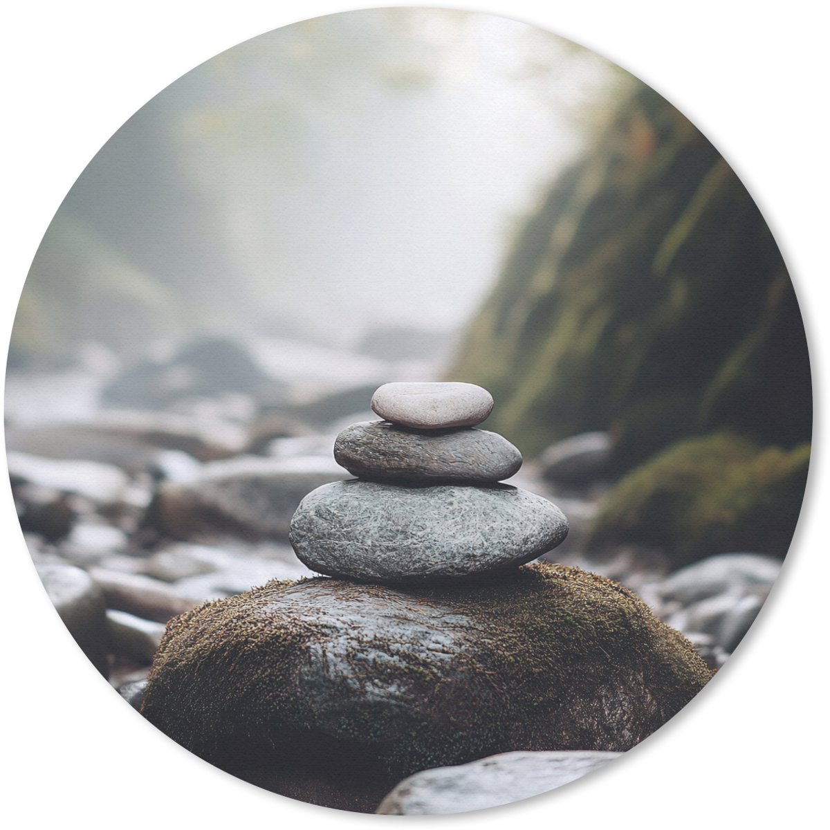 Muismat rond 30x30 cm - Mousepad Stenen - Stapel - Natuur - Ronde muismatten