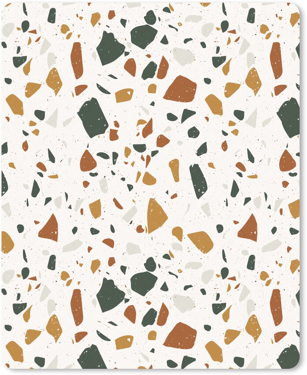 Muismat 19x23 cm - Mousepad Terrazzo - Patroon - Wit - Terra - Muismatten