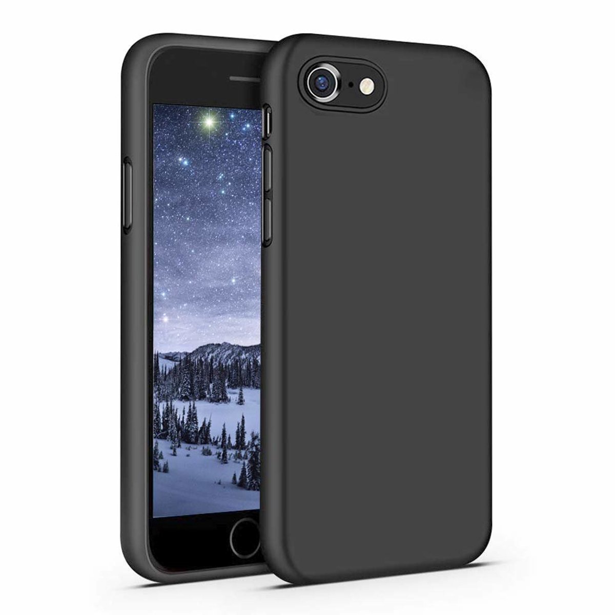 Geschik voor iPhone 7/8/SE schaal siliconen Zwart