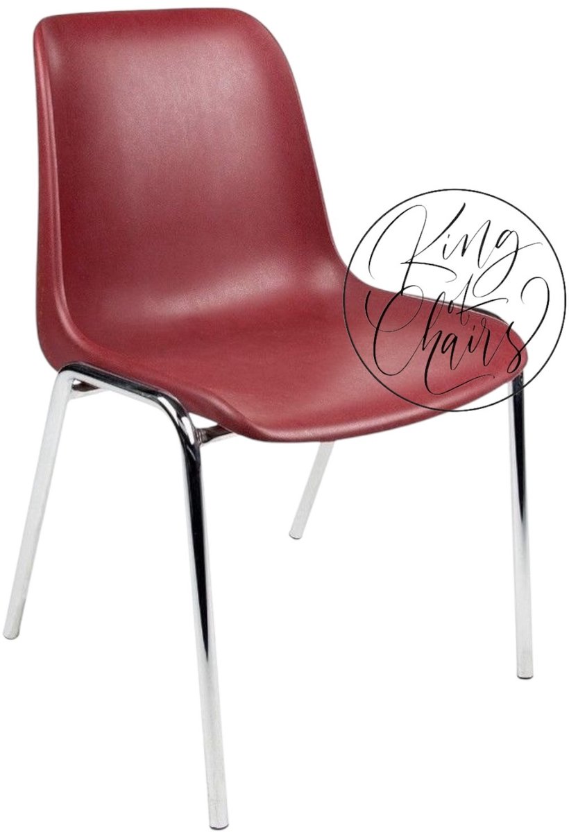 Kantinestoel Helene Bordeauxrood - verchroomd onderstel kantinestoel stapelstoel kuipstoel vergaderstoel tuinstoel kantine stoel stapel stoel tuin stoel kantinestoelen stapelstoelen kuipstoelen arenastoel schoolstoel bezoekersstoel Everardo