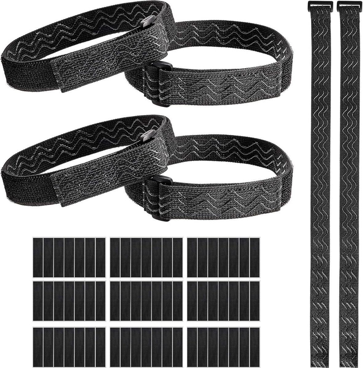 Laarzenriemen 6 stuks verstelbare elastische knielaarsriemen met 42 stuks tape haak sticker, Elastische Riemen met Klittenbandsluitingen, Anti-slip Kabelbinders voor Organisatie van Verlengkabel/Fietsslangen - Cyslmuk®