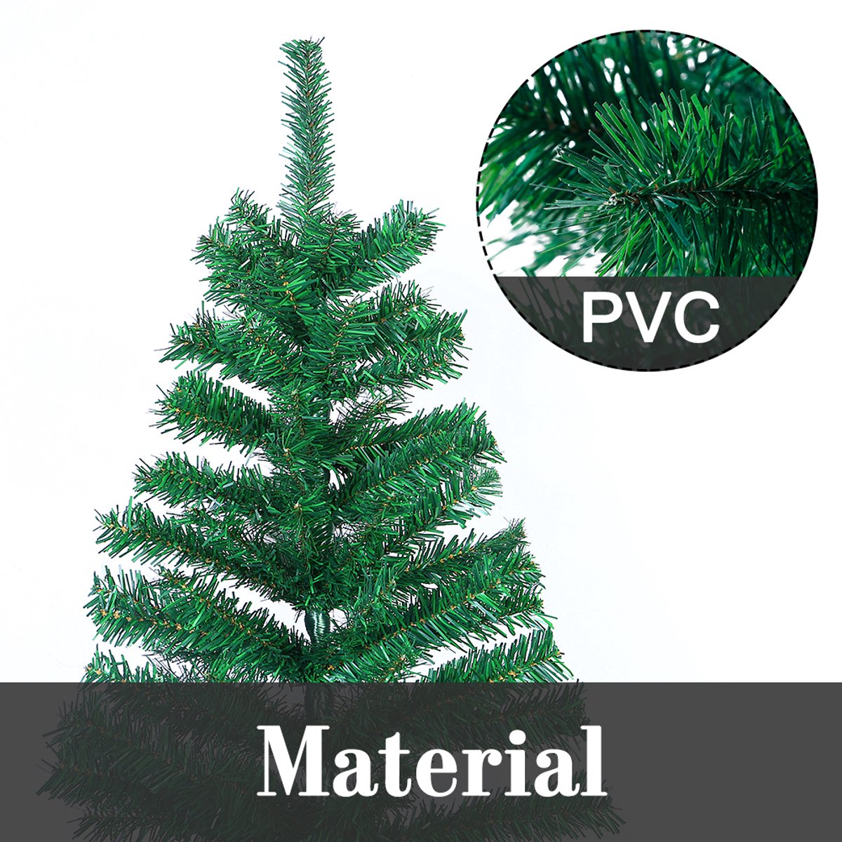 Kerstboom Kunstboom 180cm Kunstkerstboom Decoratie, PVC Kerstboom Kerstdecoratie, Dennenboom Inclusief Metalen Standaard – foto 4