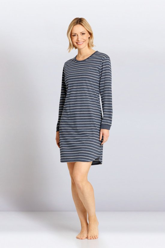 Hajo nachthemd blauw met strepen - Blauw - Maat - 44/46