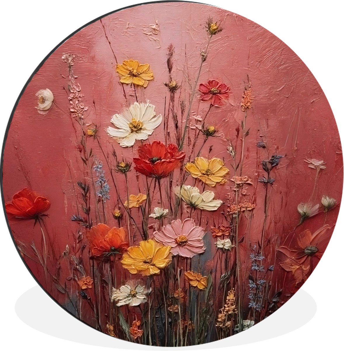 WallCircle Wandcirkel - Muurcirkel - Bloemenboeket - Diepte - Tastbare textuur - Aluminium - Dibond - 30x30 cm - Binnen en Buiten