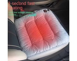 Verwarmd Zitkussen Auto 12V met USB – Elektrisch Verwarmingskussen met Verstelbare Temperatuur – Pluche Winter Zitkussen met Grafeen – Universeel voor Autostoelen
