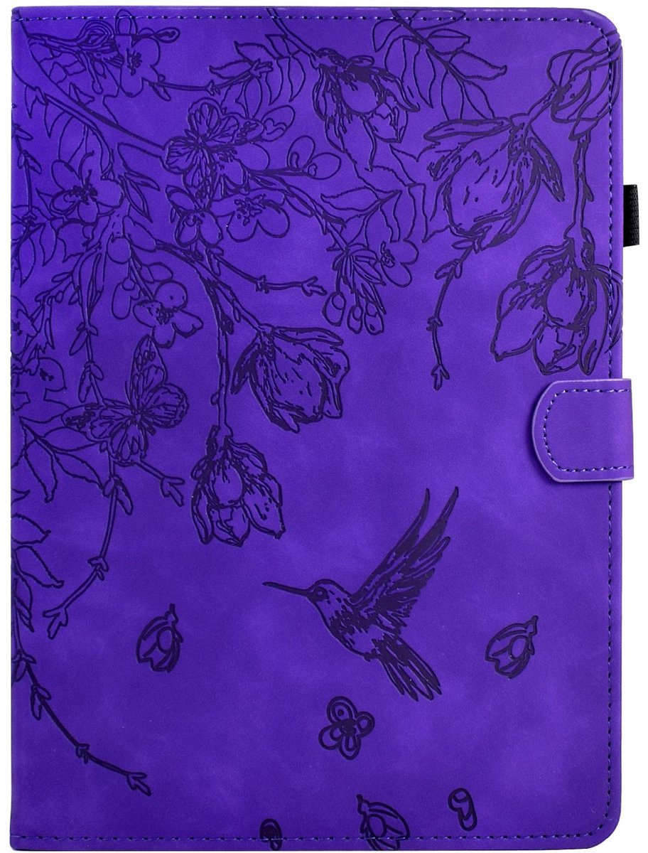 Luxe Bescherm-Etui Hoes Map geschikt voorSamsung Galaxy Tab A9 PLUS - 11" - "Kolibrie" Paars