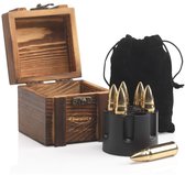 Whiskey Stones Set BULLETS – Kogel Whisky Stenen - Luxe Cadeau Set Man Vrouw - Herbruikbare ijsblokjes – Goud - Qwality