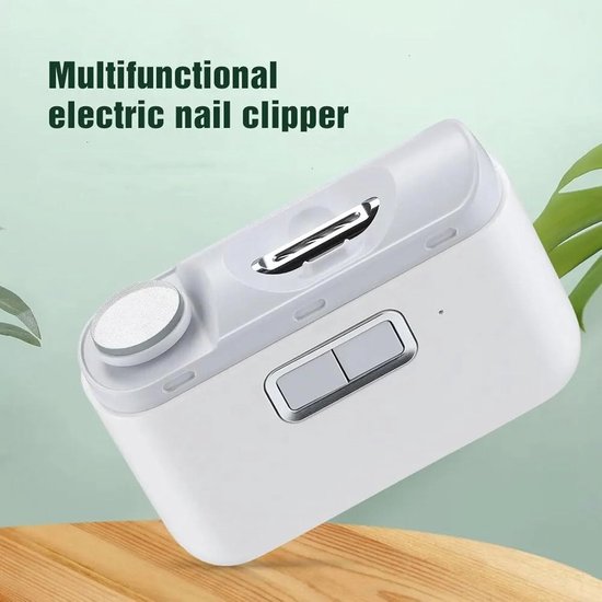 Elektrische nagelknipper - 2 snelheden - automatische nagelknipper met polijstkop en ledlicht - professionele nagelknipper voor kinderen en volwassenen - USB-oplaadbaar- instelbaar(Kleur:Wit) van Merkloos — afbeelding 2