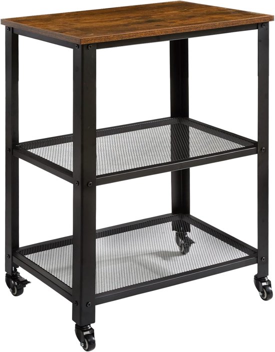 Serveerwagen op wielen 4 niveaus wit - L40 x H86 cm