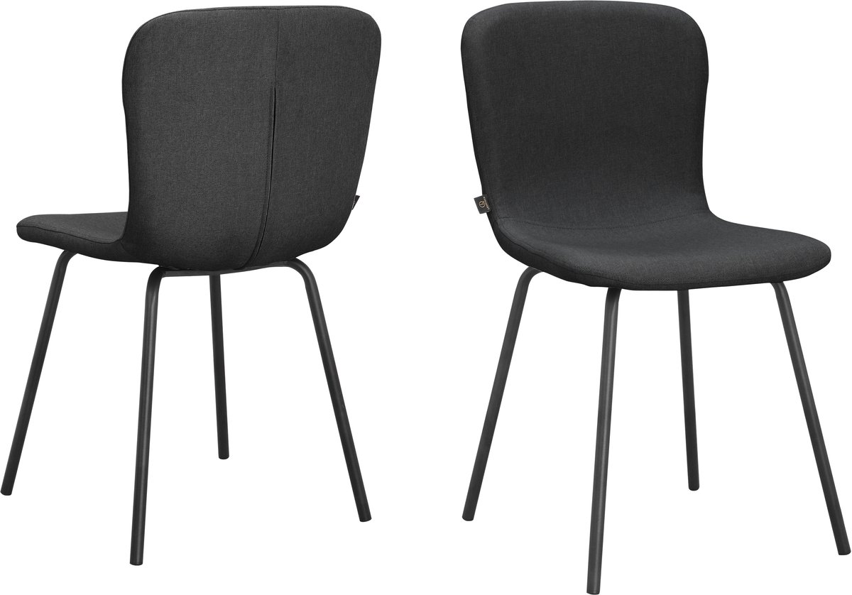 Ulmar-Eetkamerstoel - Antraciet Stof - Set van 2