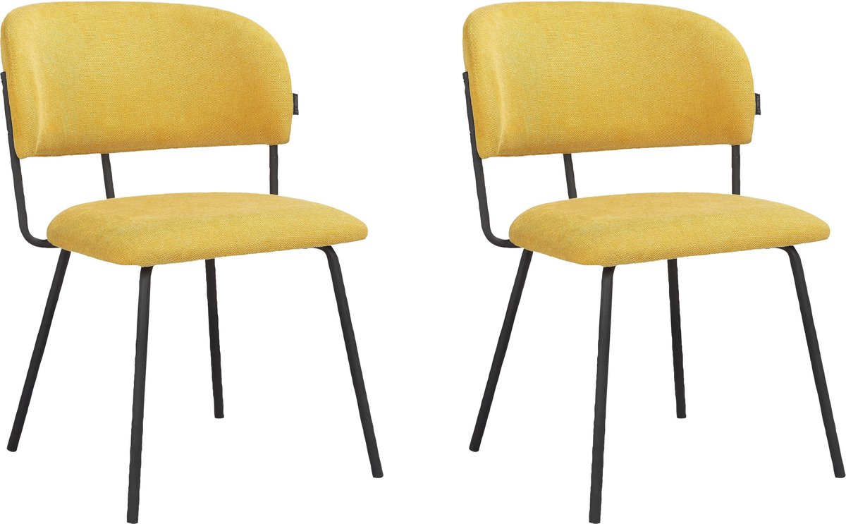 Notio Living Claudia-Eetkamerstoel - Curry Belfast - Set van 2 Geel
