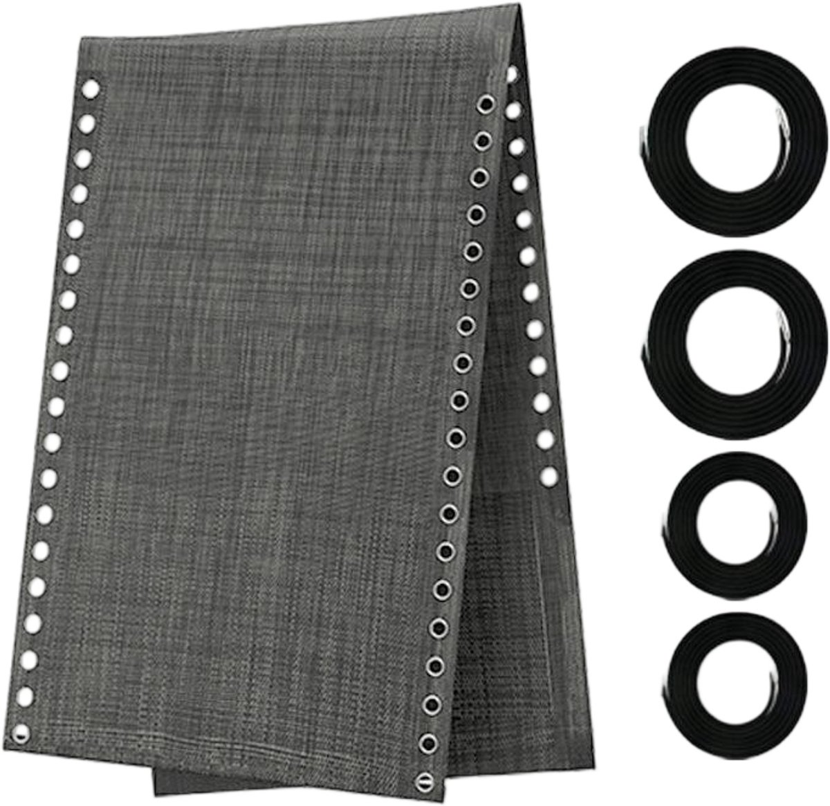 Een set vervangende doeken voor zwaartekrachtstoelen, inclusief 4 vervangende touwen voor buitenstoelen, verbreed en verdikt vervangend doek voor strandstoelen voor de lunchpauze, geschikt voor strandstoelen, klapstoelen, enz., Zwartgrijs, 160*52cm