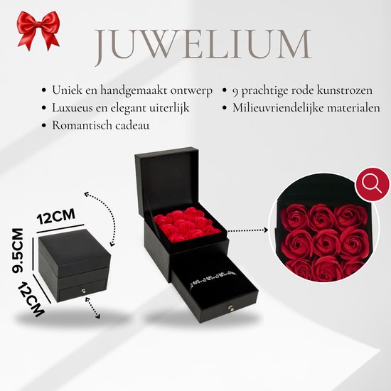 Coffret cadeau Bracelet Juwelium + Flowerbox et Ourson Rose | Bracelet de mariée de Luxe avec zircone | Cadeau Perfect pour femme, petite amie, mère, fille