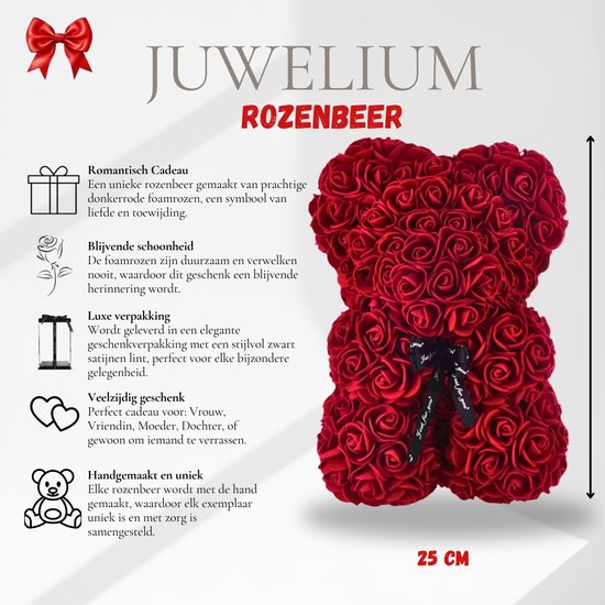 Coffret cadeau Bracelet Juwelium + Flowerbox et Ourson Rose | Bracelet de mariée de Luxe avec zircone | Cadeau Perfect pour femme, petite amie, mère, fille