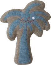 Sierkussen in vorm van Palmblad - Sierkussen - Vormkussen – 50x60 cm Grijs/Blauw – Luxe Botanisch Vormkussen voor Sofa & Kinderkamer – RBAN SPCTRA®