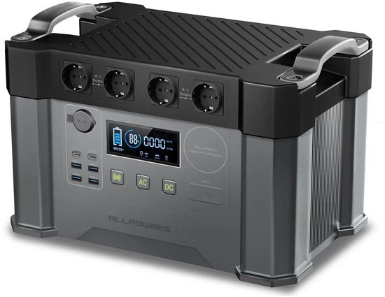 Powerstation - Powerbank - Generator - Aggregaat - 2000W - 1500Wh - Draagbare - Noodstroomvoorziening - voor Thuis en Buiten