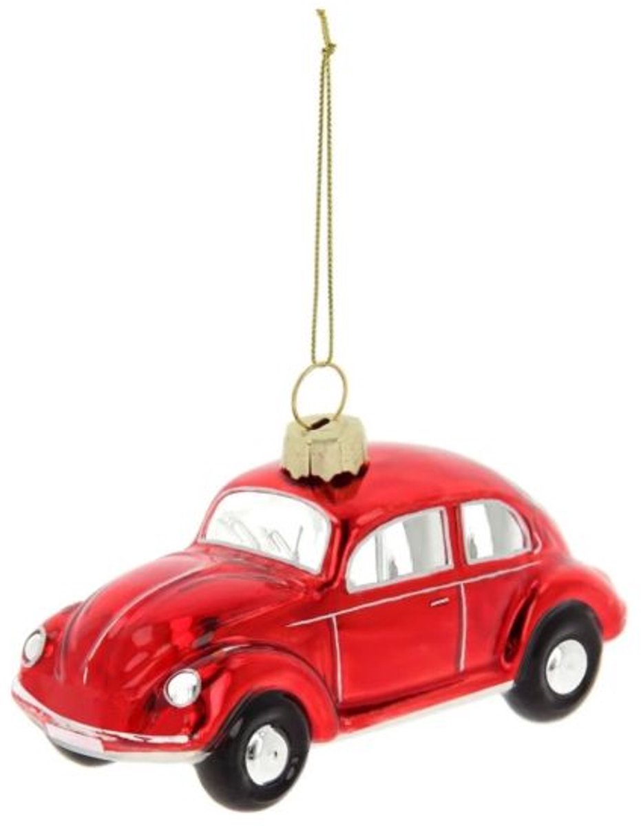 Volkswagen Rode Beetle - Glas Ornament Rood