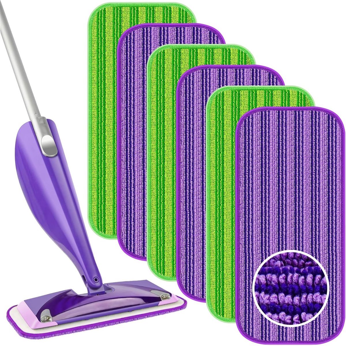 Goedkoopste Mop microvezel reinigingspads, 6 stuks Dweildoek , herbruikbare dweilpads, navulverpakkingen voor Swiffer WetJet-pads, dweilovertrek, reinigingspads voor hardhout (30 x 14 cm