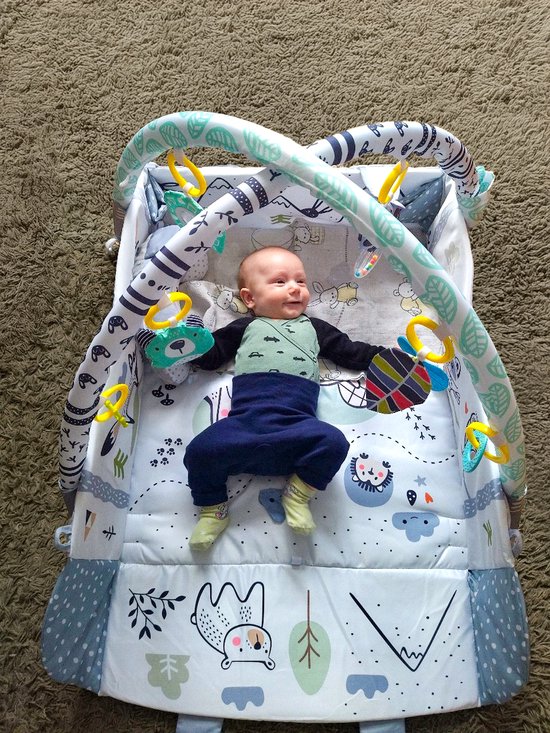 Tapis de jeu pliable 5in1 Bébé avec arche 0m+ - Baby Gym avec jouets STIMULANTS et BOÎTE À BALLES incl. 20 balles - Découvrez Ultimate Play Fun !