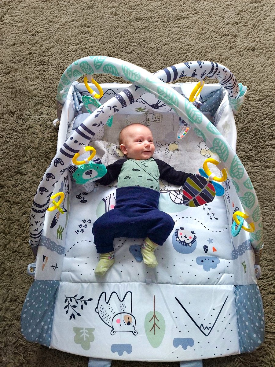 Multifunctioneel Speelkleed Baby + Buikligtrainer - Babygym met AANPASBARE WANDEN - Speelmat met Boog - Incl. 20 Ballen + 5 Speeltjes - Vanaf 0m+ — afbeelding 3