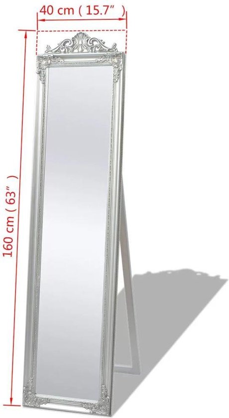het is mooi Nederigheid George Stevenson vidaXL Vrijstaande spiegel Barok 160x40cm zilver | bol.com