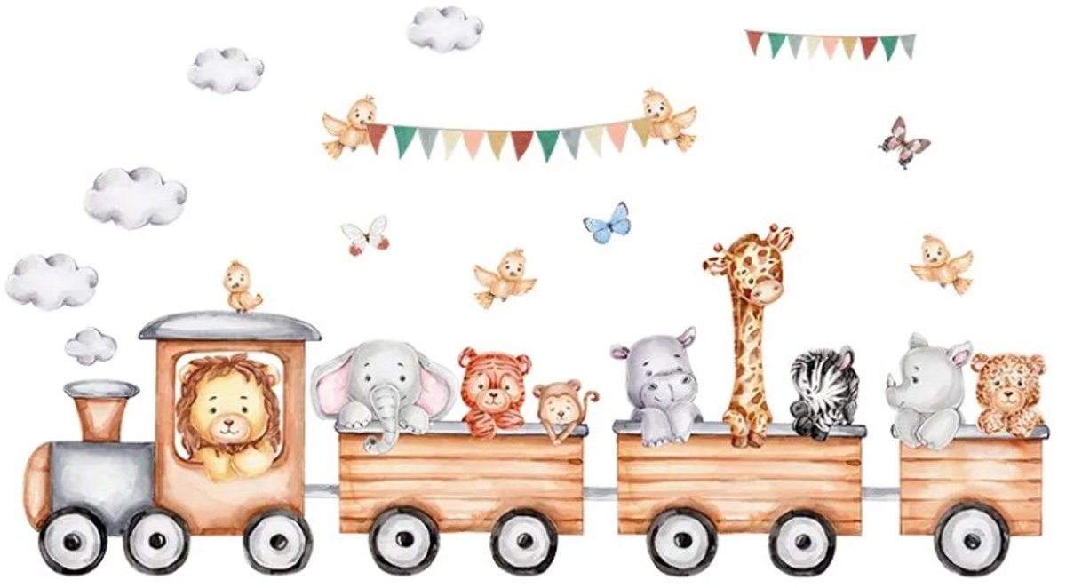 Muursticker voor kinderkamer Dieren in de trein