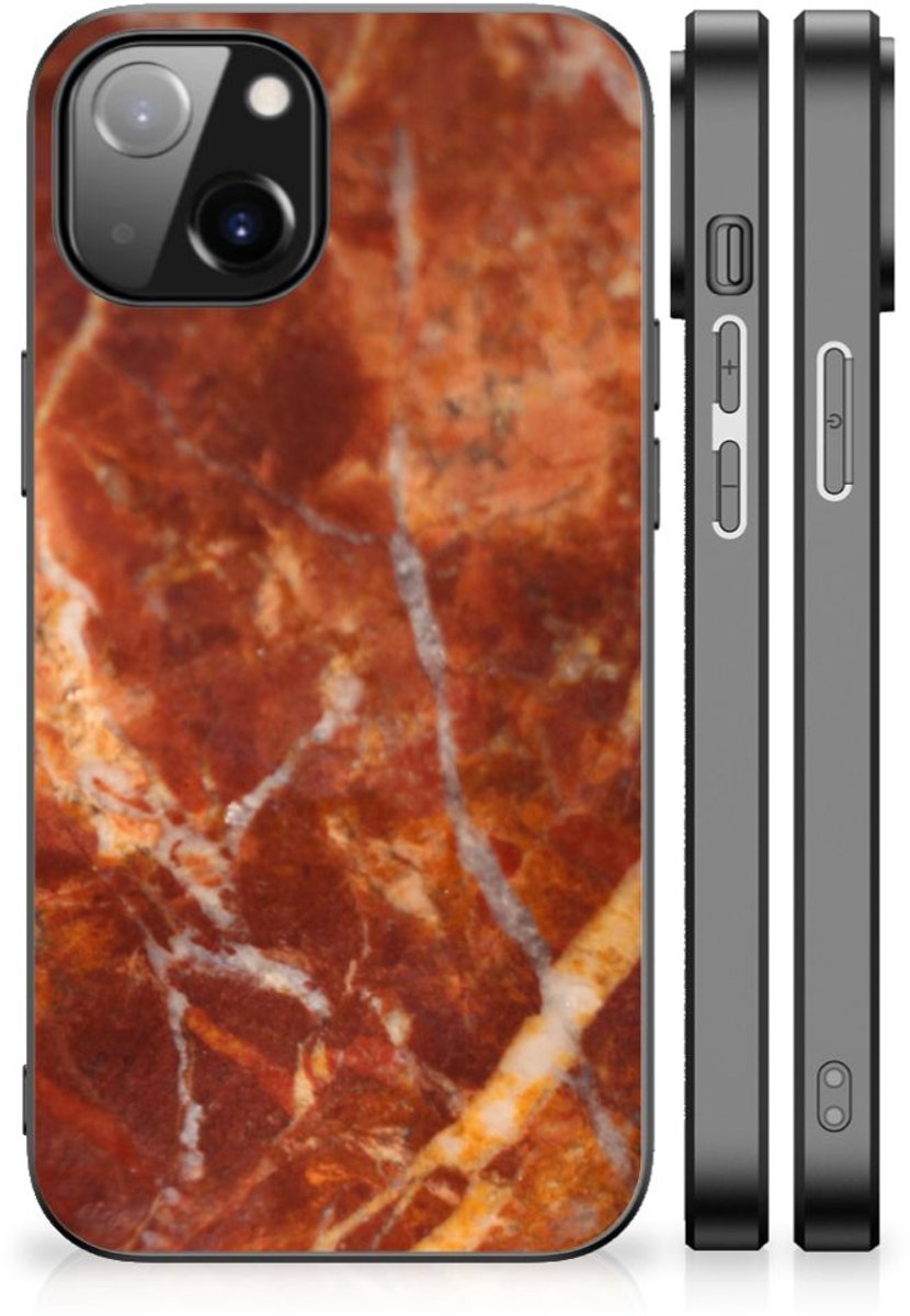 Apple iPhone 13/14 Marmeren Print Telefoonhoesje Marmer Bruin