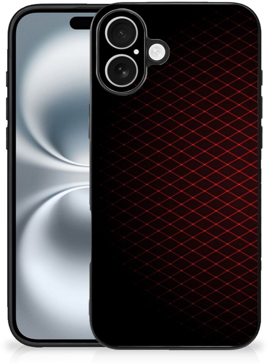 Back Cover voor iPhone 16 Plus Back Case Geruit Rood