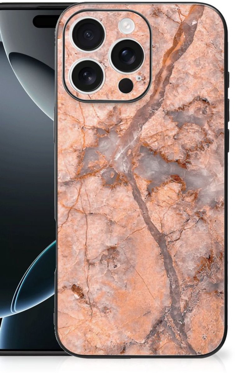 iPhone 16 Pro Max Marmeren Print Telefoonhoesje Marmer Oranje