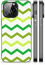 Coque en Siliconen TPU avec photo Coque iPhone 14 Pro Max avec bordure noire Zigzag Vert
