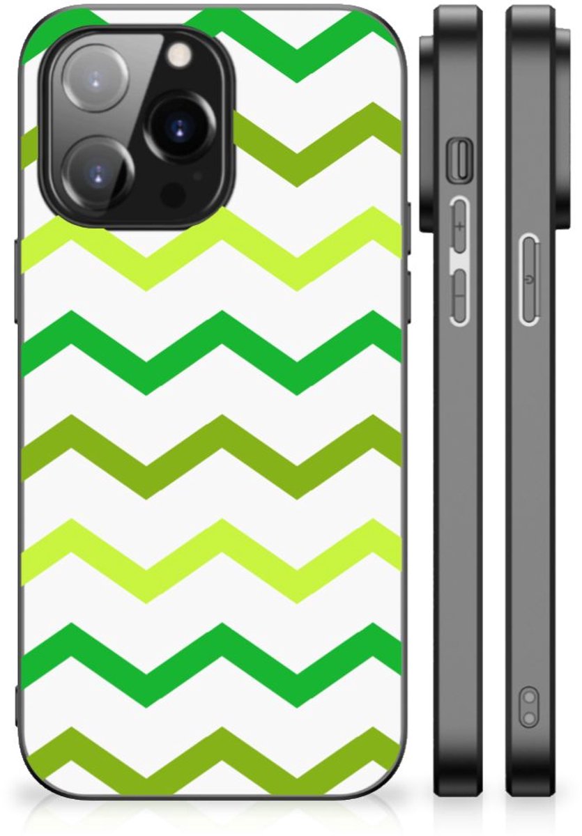 Back Cover voor iPhone 14 Pro Max Back Case Zigzag Groen