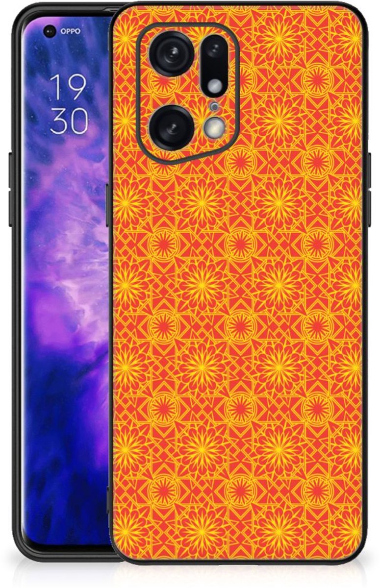 Back Cover voor OPPO Find X5 Pro Back Case Batik Oranje