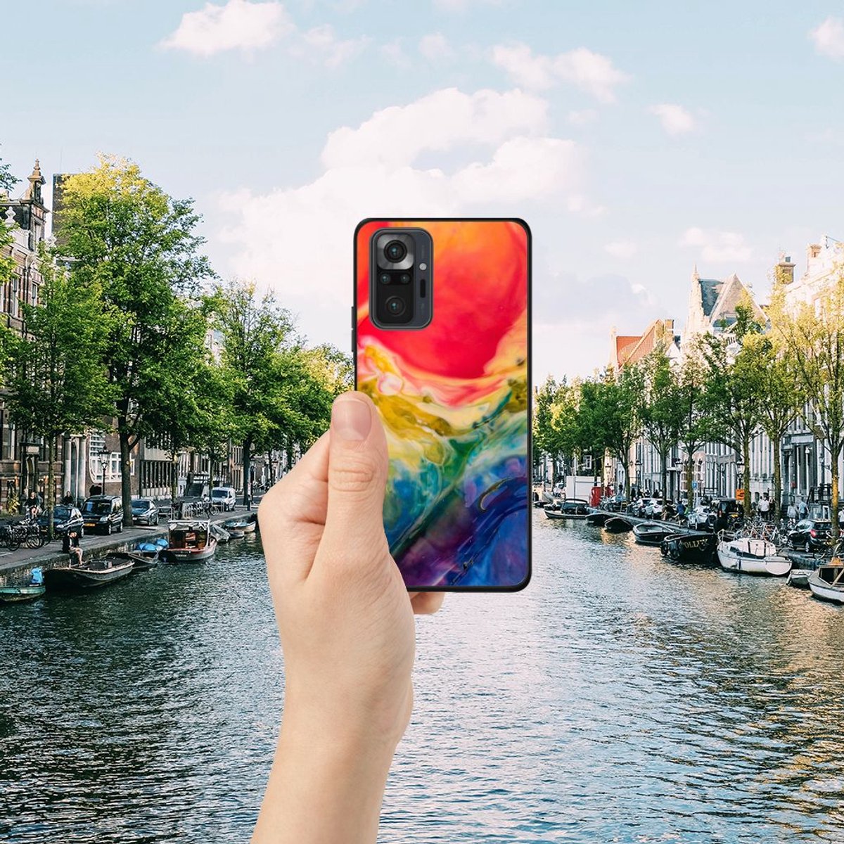 Kleurrijke Telefoonhoesje Xiaomi Redmi Note 10 Pro Watercolor Dark