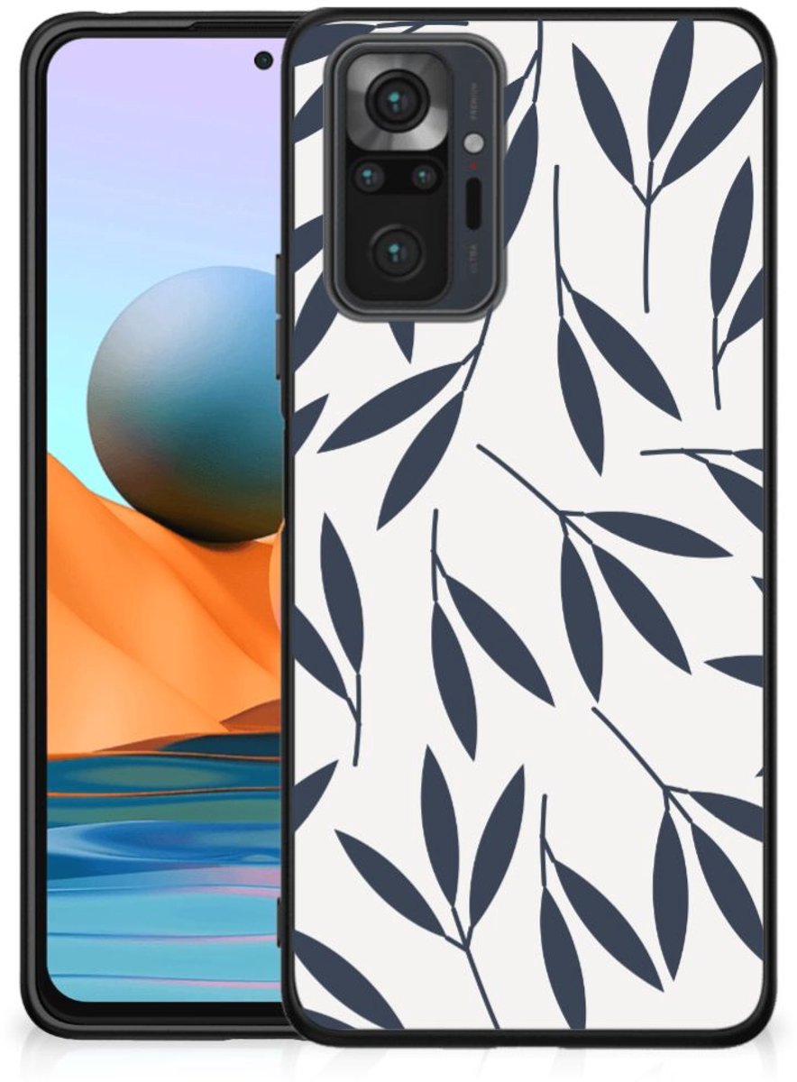 Xiaomi Redmi Note 10 Pro Bloemen Hoesje Leaves Blue